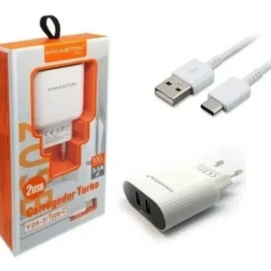 Carregador Rápido 4.1 A Com 2 Portas Usb + Cabo Tipo C H MASTON Y28-3
