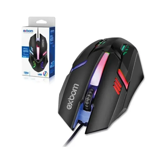 Mouse Gamer Exbom Ms-62, USB, 1200 Dpi, RGB