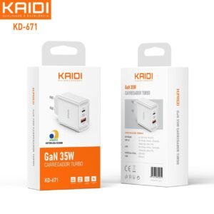 Fonte Carregador Celular Kaidi Turbo 35w Saída + Usb Cor Branco