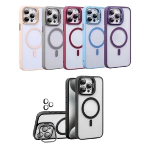 Capa MagSafe Com Suporte e Kit de Proteção de Lente de Câmera Disponível Iphone 16 até 16 pro max