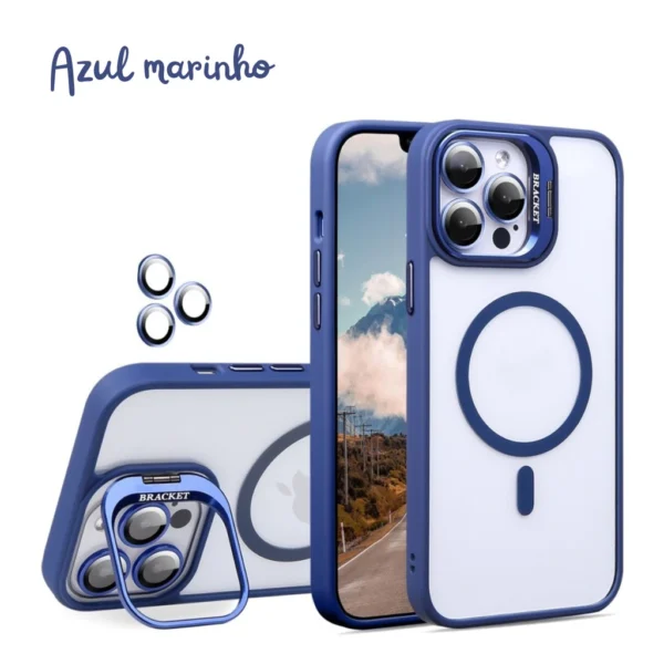 Capa MagSafe Com Suporte e Kit de Proteção de Lente de Câmera Disponível Iphone 16 até 16 pro max - Imagem 4