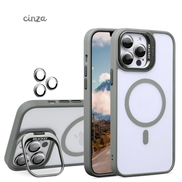 Capa MagSafe Com Suporte e Kit de Proteção de Lente de Câmera Disponível Iphone 16 até 16 pro max - Imagem 2