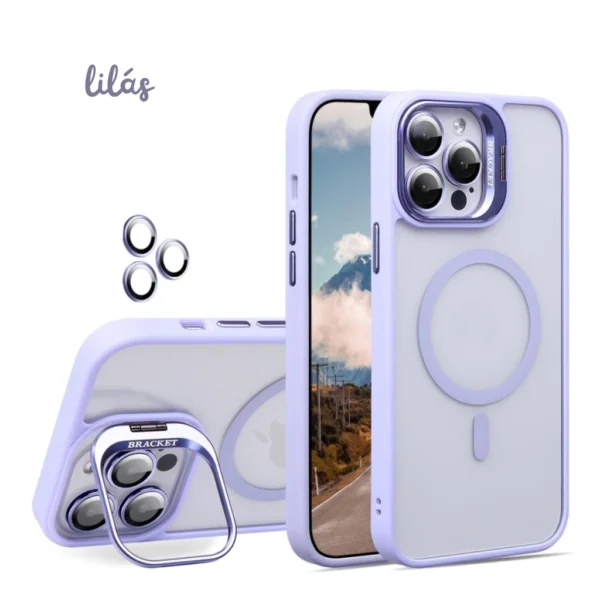 Capa MagSafe Com Suporte e Kit de Proteção de Lente de Câmera Disponível Iphone 16 até 16 pro max - Imagem 3