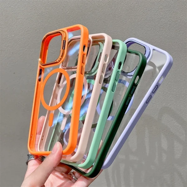 Capa MagSafe Com Suporte e Kit de Proteção de Lente de Câmera Disponível IPhone 11 Até 15Promax - Imagem 7