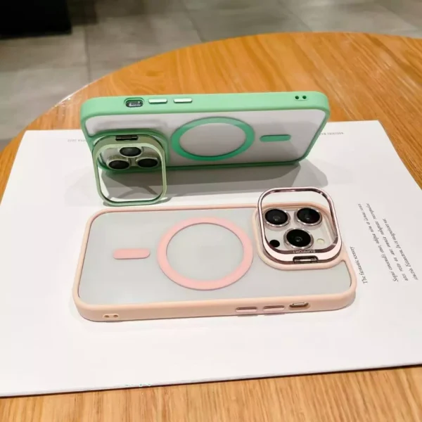 Capa MagSafe Com Suporte e Kit de Proteção de Lente de Câmera Disponível IPhone 11 Até 15Promax - Imagem 3