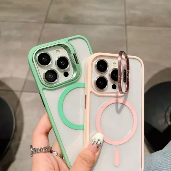 Capa MagSafe Com Suporte e Kit de Proteção de Lente de Câmera Disponível IPhone 11 Até 15Promax - Imagem 2