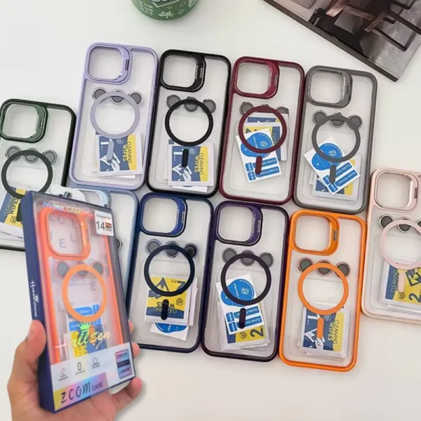 Capa MagSafe Com Suporte e Kit de Proteção de Lente de Câmera Disponível IPhone 11 Até 15Promax - Imagem 6