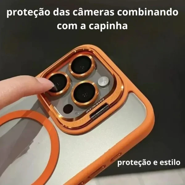 Capa MagSafe Com Suporte e Kit de Proteção de Lente de Câmera Disponível IPhone 11 Até 15Promax - Imagem 5