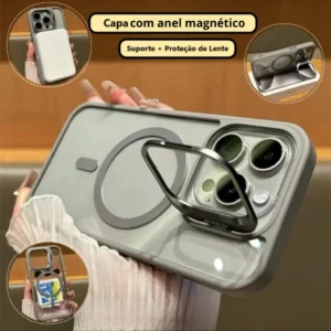 Capa MagSafe Com Suporte e Kit de Proteção de Lente de Câmera Disponível IPhone 11 Até 15Promax